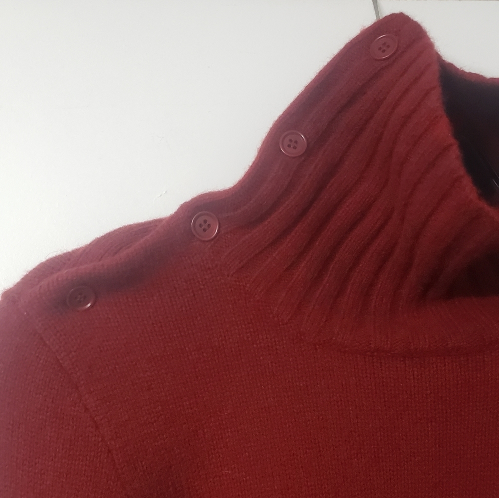 J. Crew Rust Red Button Up Split Turtle Neck Swea… - image 5